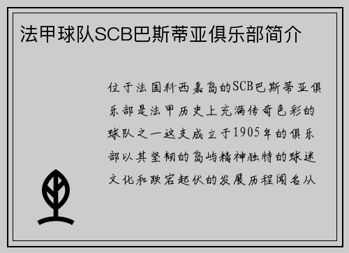 法甲球队SCB巴斯蒂亚俱乐部简介